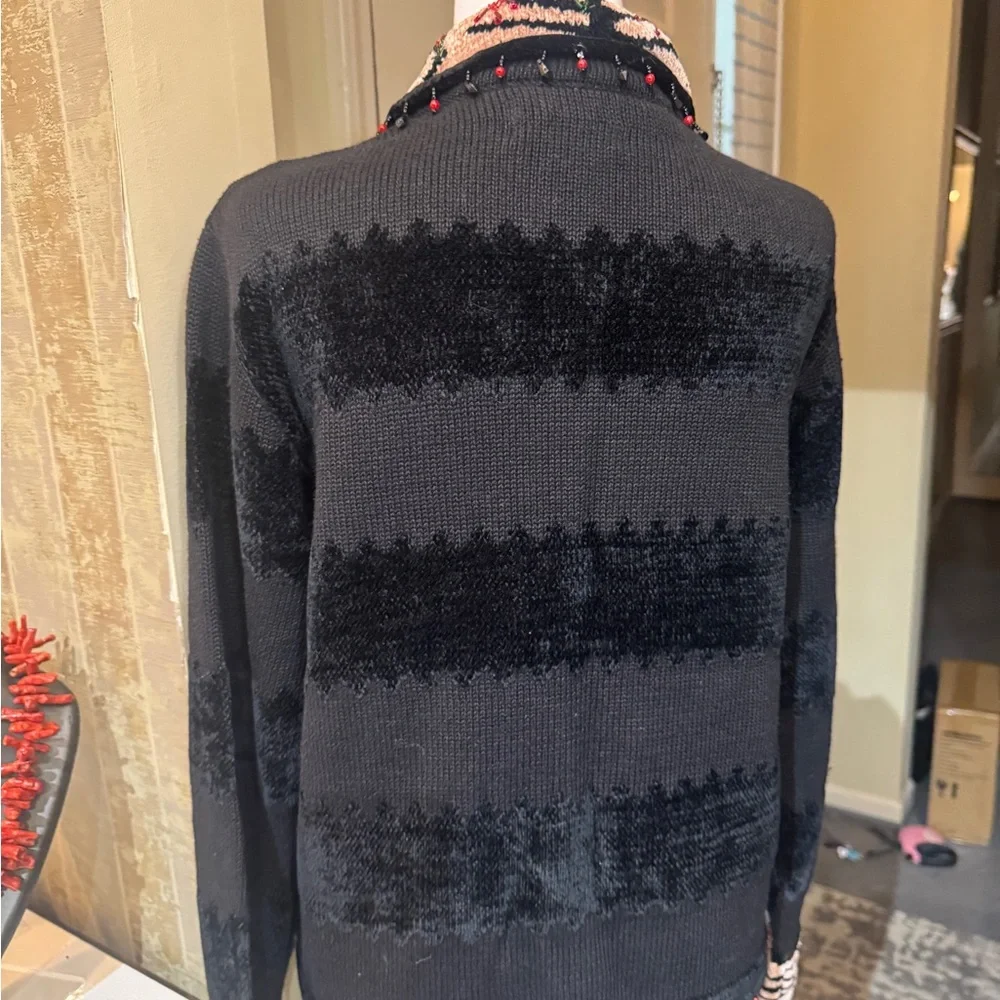 Vintage Berek Classy Black and Red Women's Button‎ Sweater Size Medium